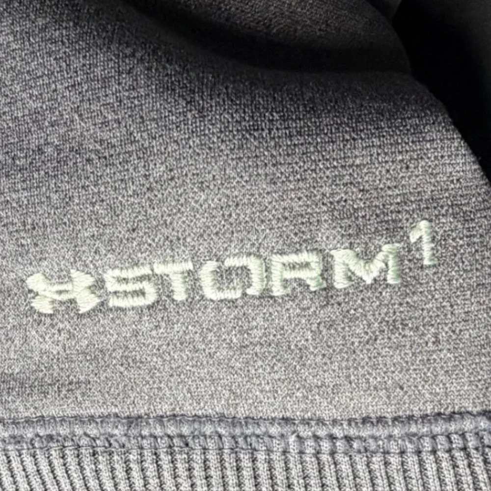 Under‎ Armour Storm1 Hoodie Mens Large Gray Teal Green Logo Pullover Sweatshirt